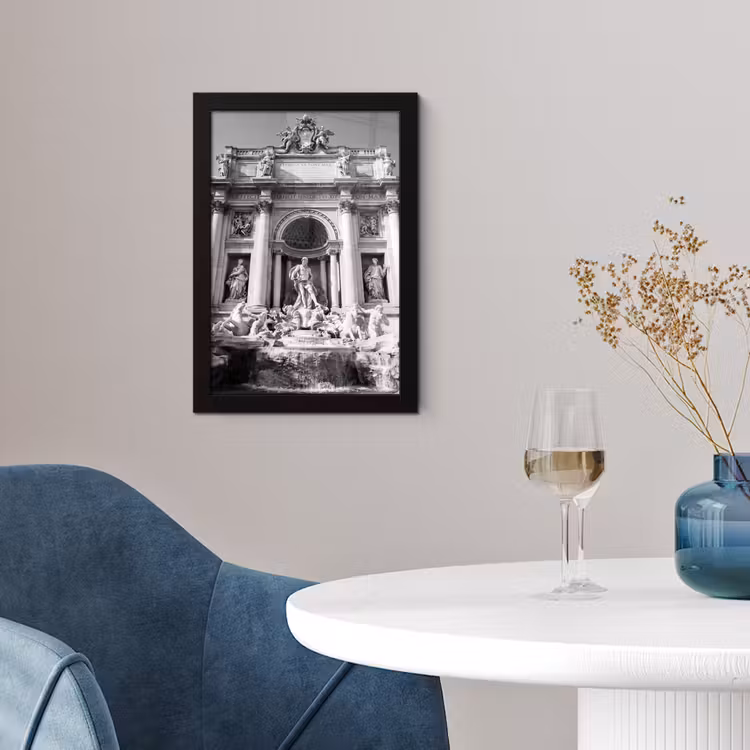 Poster met lijst - Fontein - Beelden - Architectuur - Zwart-wit — 2