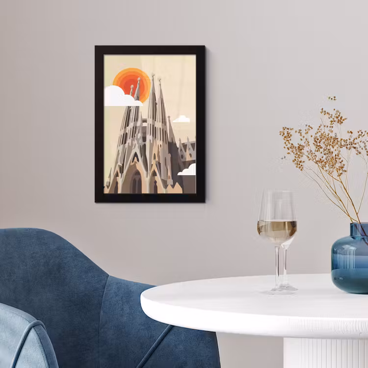 Poster met lijst - Gebouw - Torens - Architectuur - Abstract - Zonsondergang — 2