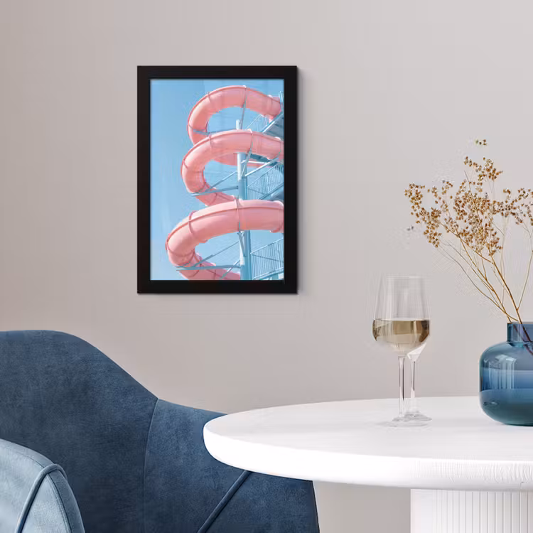 Poster met lijst - Glijbaan - Waterpark - Spiraal - Modern - Roze — 2