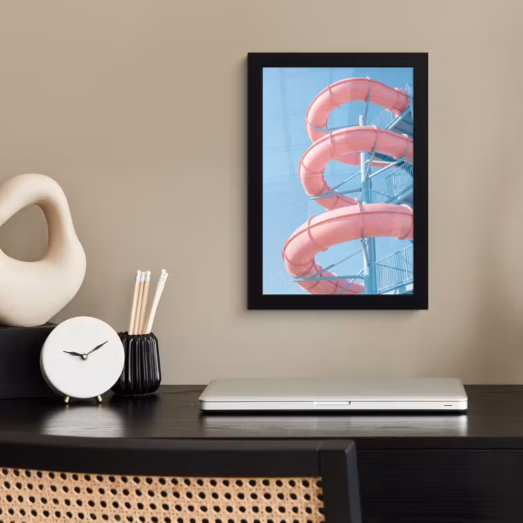 Poster met lijst - Glijbaan - Waterpark - Spiraal - Modern - Roze — 3
