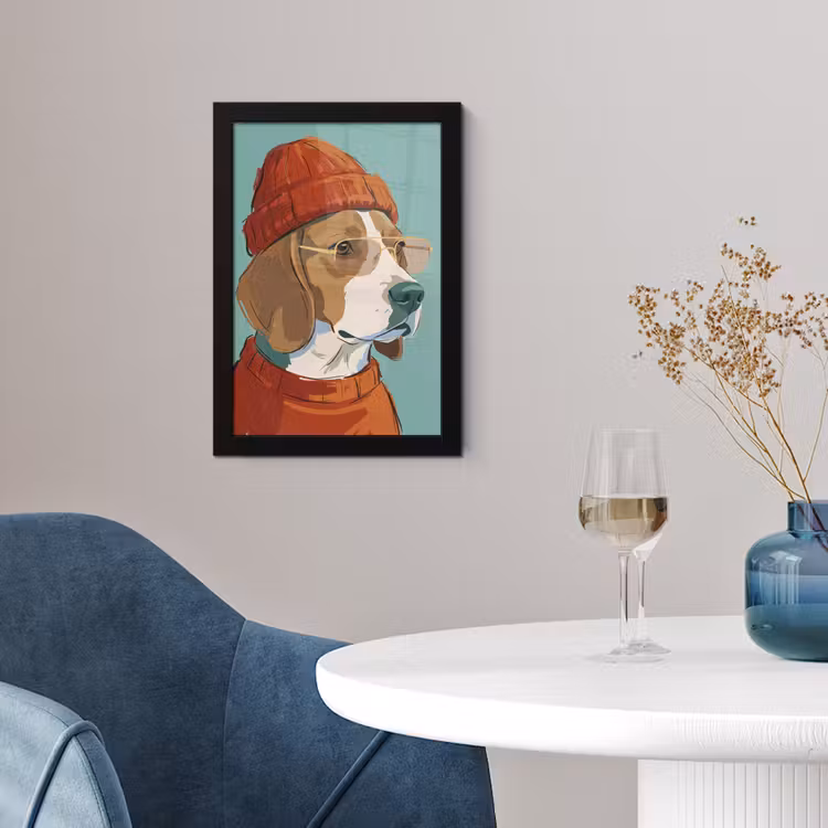 Poster met lijst - Hond - Beanie - Zonnebril - Dieren - Modern — 2