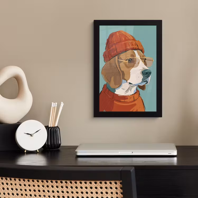 Poster met lijst - Hond - Beanie - Zonnebril - Dieren - Modern — 3