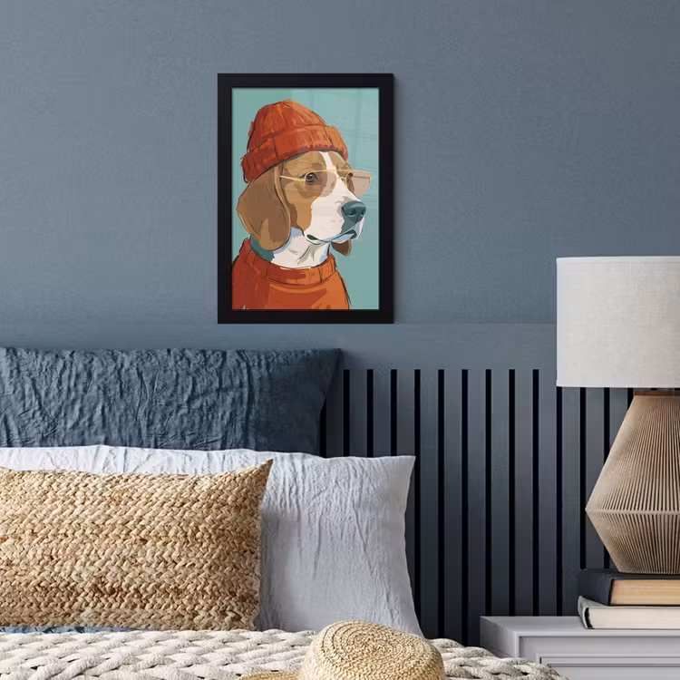 Poster met lijst - Hond - Beanie - Zonnebril - Dieren - Modern — 4