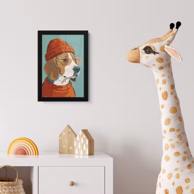 Poster met lijst - Hond - Beanie - Zonnebril - Dieren - Modern — 5