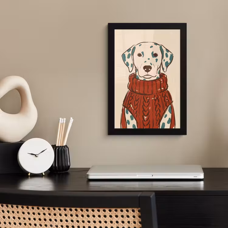 Poster met lijst - Hond - Trui - Winter - Dieren - Rood — 3