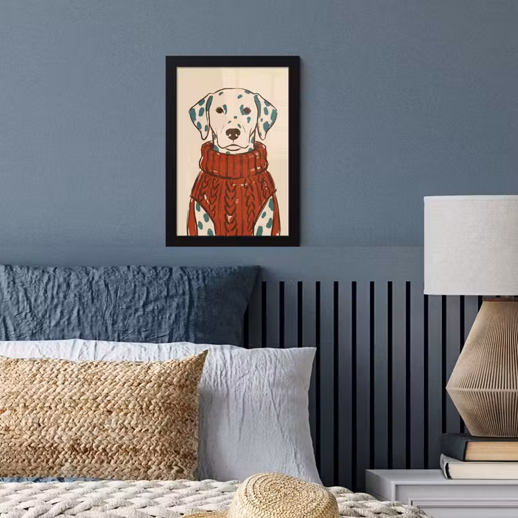 Poster met lijst - Hond - Trui - Winter - Dieren - Rood — 4