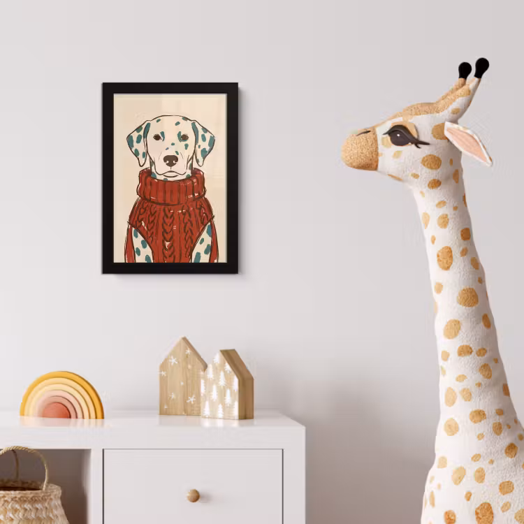 Poster met lijst - Hond - Trui - Winter - Dieren - Rood — 5