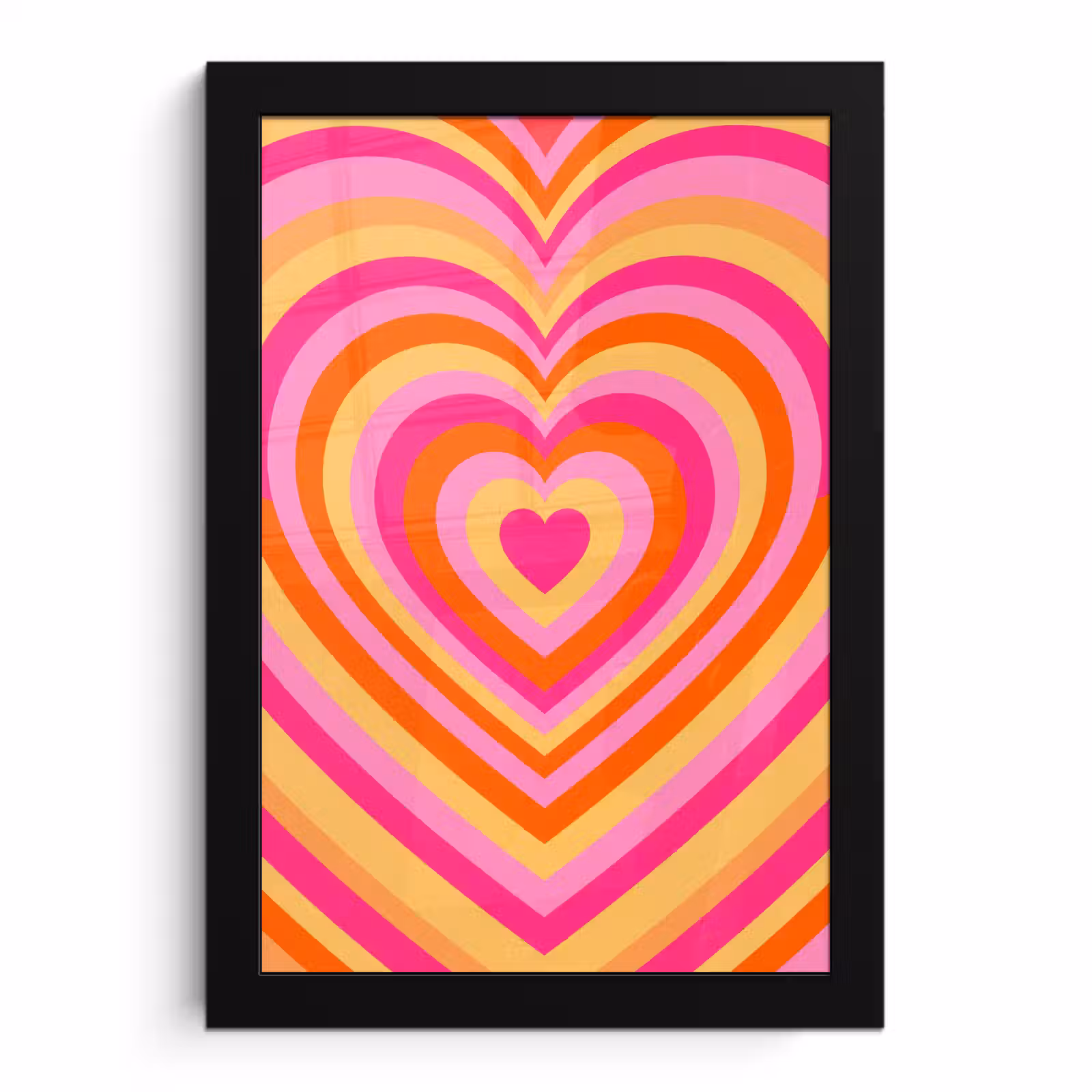 Poster met lijst - Hart - Concentrisch - Abstract - Liefde - Kleurrijk — 1