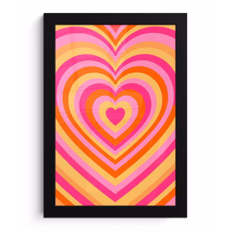 Poster met lijst - Hart - Concentrisch - Abstract - Liefde - Kleurrijk — 1