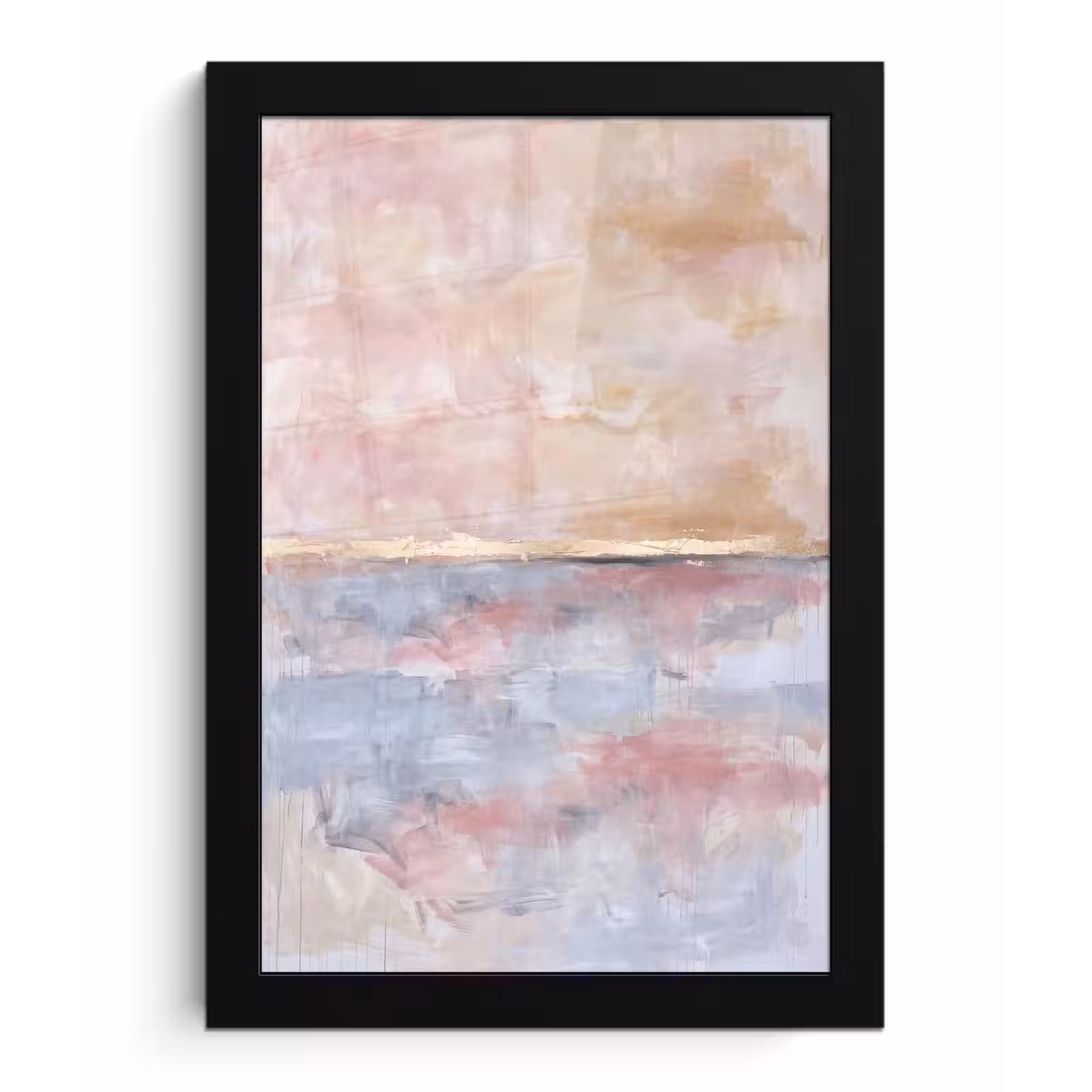 Poster met lijst - Abstract - Horizontaal - Kunst - Roze - Goud — 1