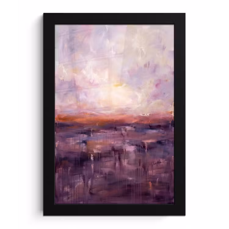 Poster met lijst - Abstract - Landschap - Modern - Paars - Oranje — 1