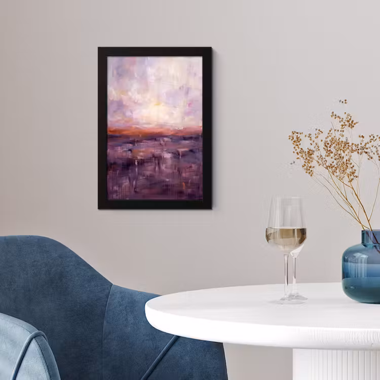 Poster met lijst - Abstract - Landschap - Modern - Paars - Oranje — 2