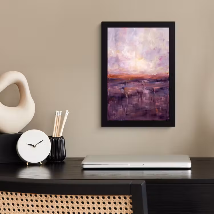 Poster met lijst - Abstract - Landschap - Modern - Paars - Oranje — 3