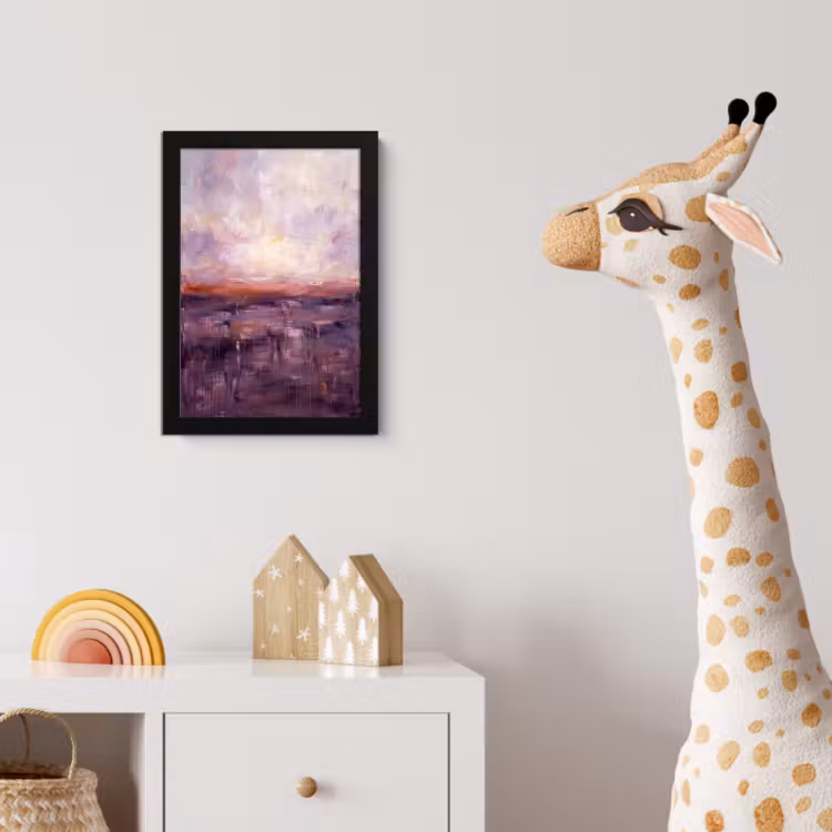 Poster met lijst - Abstract - Landschap - Modern - Paars - Oranje — 5
