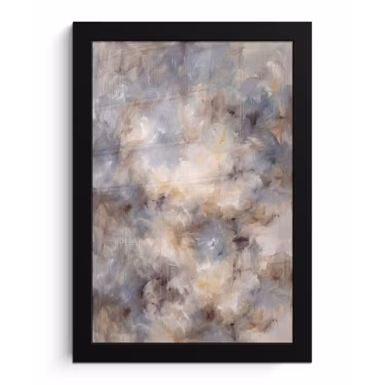 Poster met lijst - Abstract - Wolken - Sfeervol - Beige - Grijs — 1