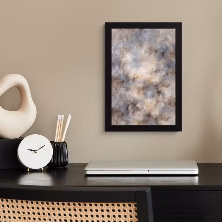 Poster met lijst - Abstract - Wolken - Sfeervol - Beige - Grijs — 3