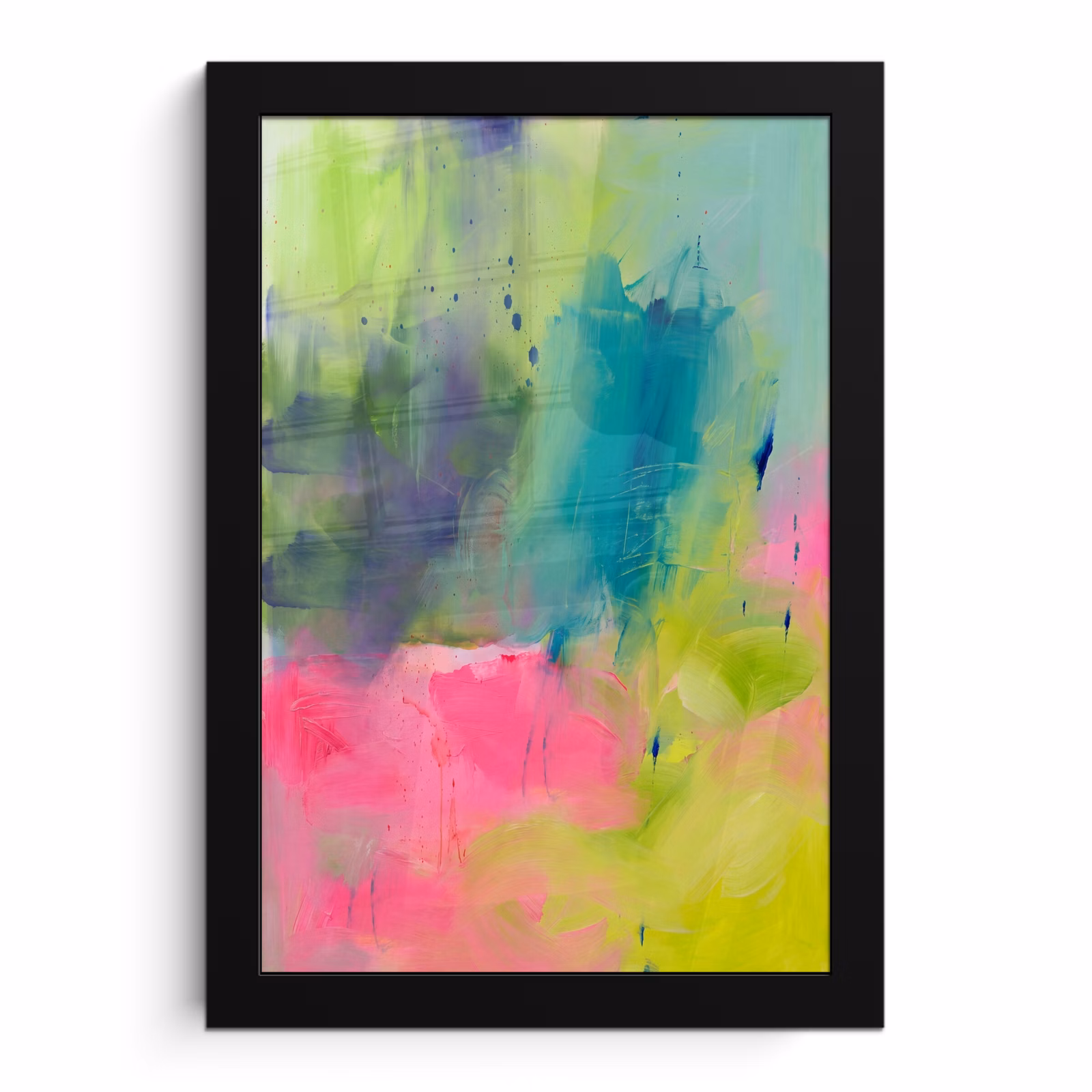 Poster met lijst - Abstract - Kleuren - Modern - Groen - Roze — 1