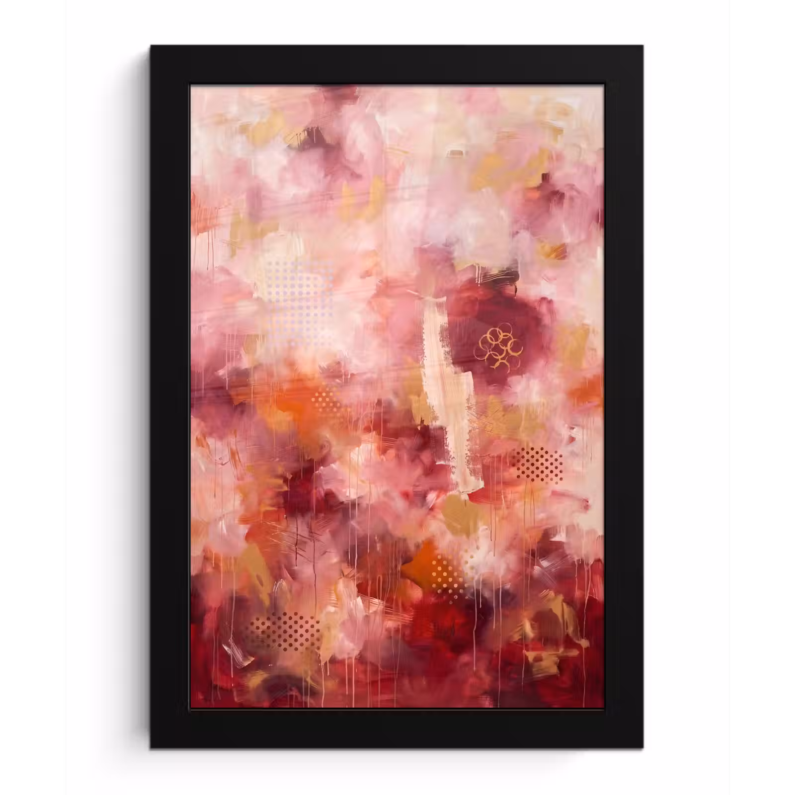 Poster met lijst - Abstract - Rood - Goud - Modern - Kunst — 1