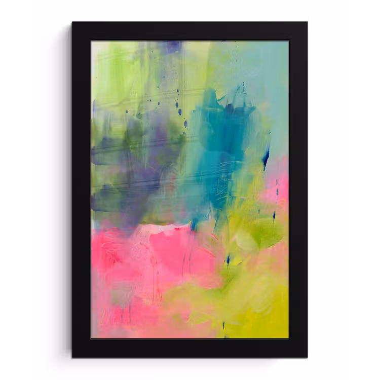 Poster met lijst - Abstract - Kleuren - Modern - Groen - Roze — 1