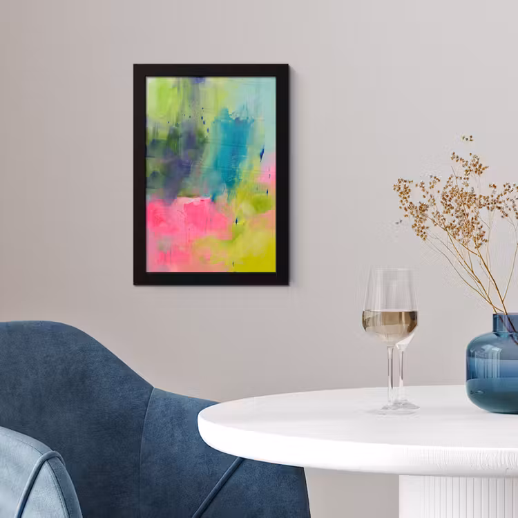 Poster met lijst - Abstract - Kleuren - Modern - Groen - Roze — 2