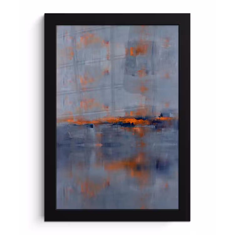 Poster met lijst - Abstract - Kleuren - Modern - Oranje - Grijs — 1
