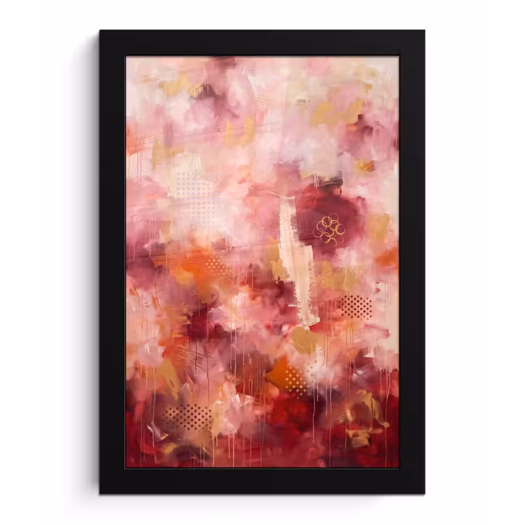 Poster met lijst - Abstract - Rood - Goud - Modern - Kunst — 1