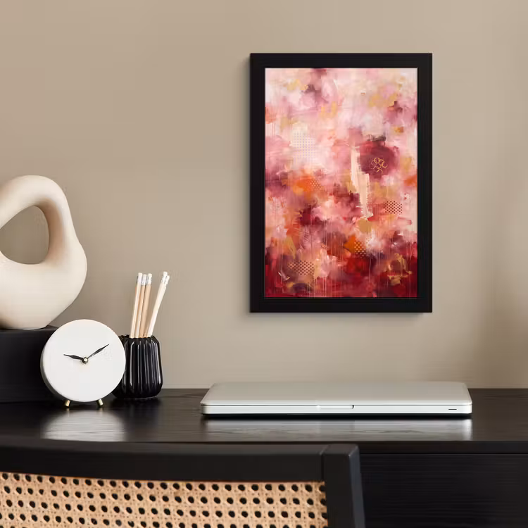 Poster met lijst - Abstract - Rood - Goud - Modern - Kunst — 3