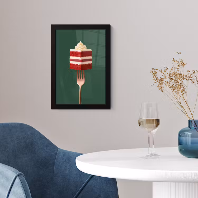 Poster met lijst - Cake - Vork - Rood — 2