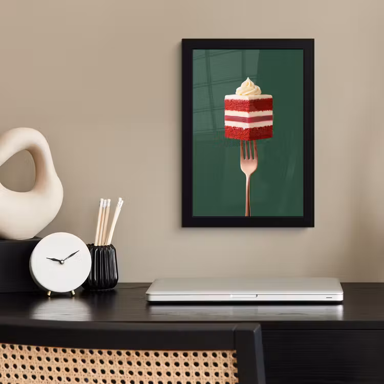 Poster met lijst - Cake - Vork - Rood — 3