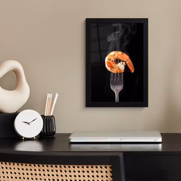 Poster met lijst - Eten - Garnaal - Vork — 3
