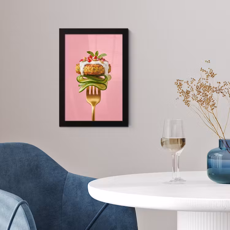 Poster met lijst - Eten - Vork - Roze — 2