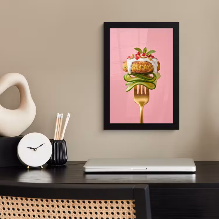 Poster met lijst - Eten - Vork - Roze — 3