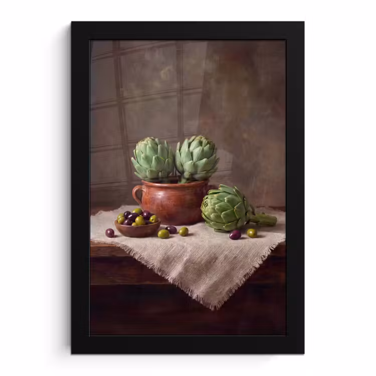 Poster met lijst - Artisjokken - Olijven - Eten — 1