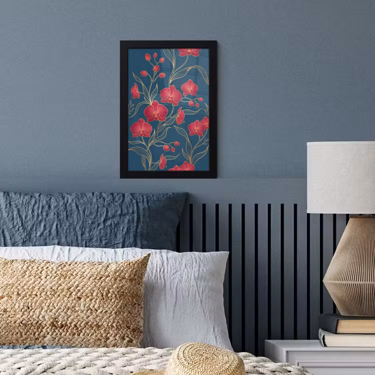 Poster met lijst - Bloemen - Rood - Goud — 4