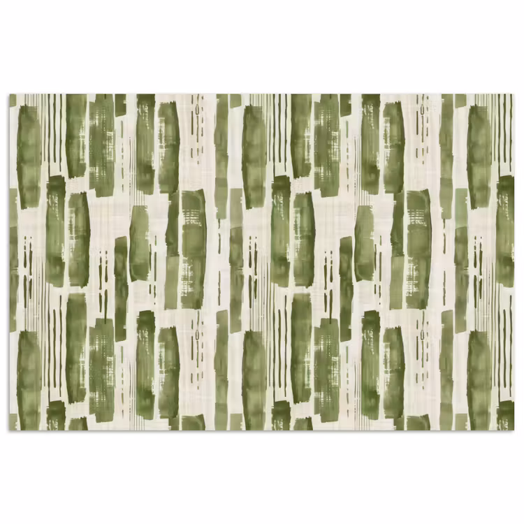 Poster - Groen - Abstract - Penseelstreken - Linnen - Patroon — 1