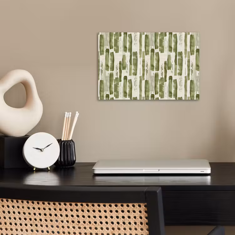 Poster - Groen - Abstract - Penseelstreken - Linnen - Patroon — 2