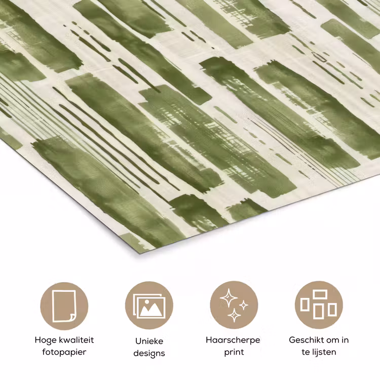 Poster - Groen - Abstract - Penseelstreken - Linnen - Patroon — 5