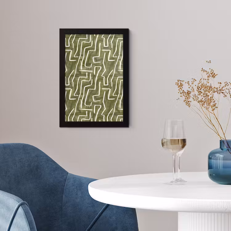 Poster met lijst - Groen - Abstract - Penseelstreken - Patroon — 2