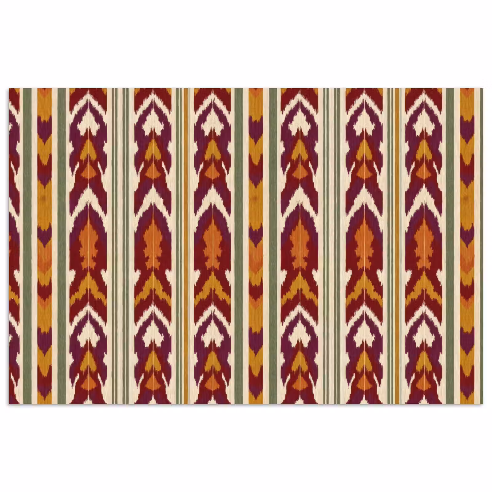 Poster - Ikat - Bordeauxrood - Etnisch - Patroon — 1