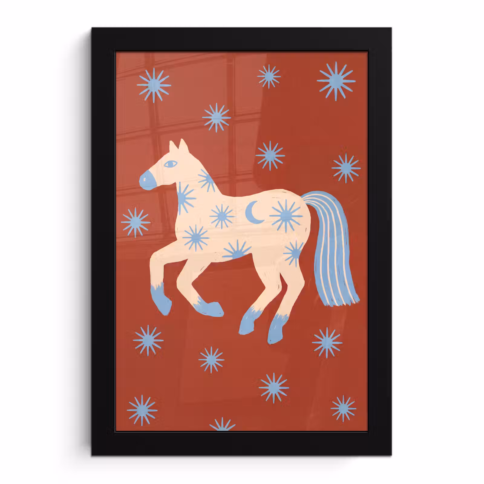 Poster met lijst - Dieren - Sterren - Maan - Abstract - Rood — 1