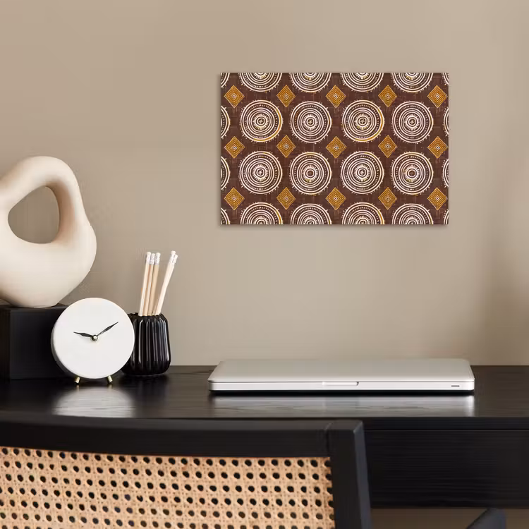Poster - Chocoladebruin - Etnisch - Tribaal - Cirkels - Patroon — 2