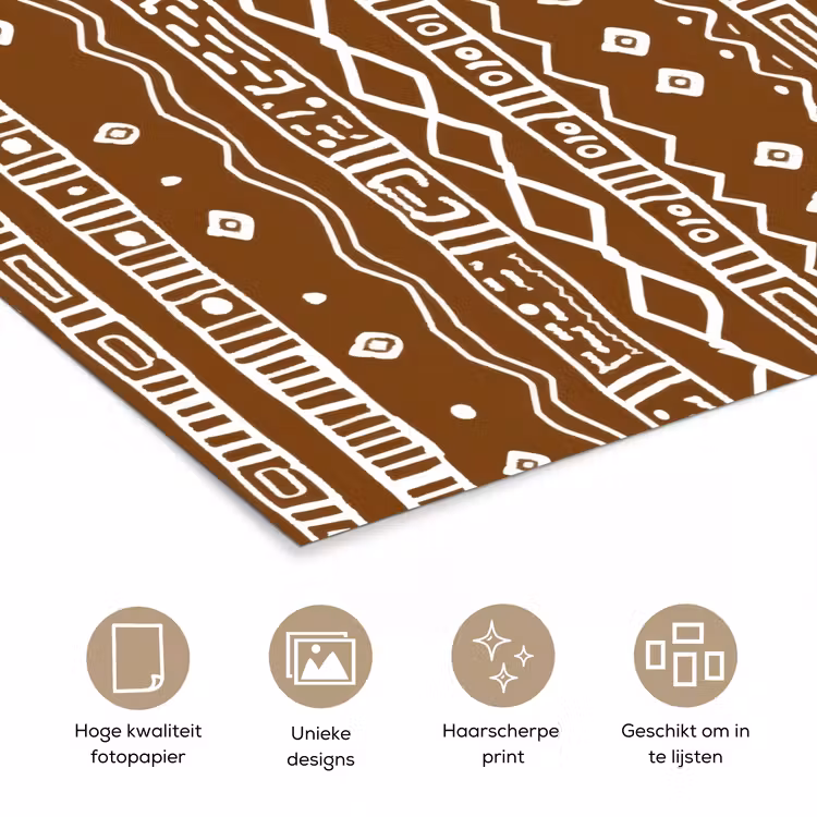 Poster - Chocoladebruin - Etnisch - Tribaal - Patroon — 5