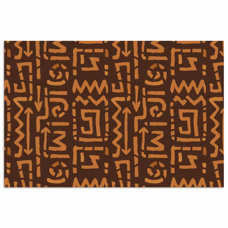 Poster - Chocoladebruin - Etnisch - Tribaal - Symbolen — 1