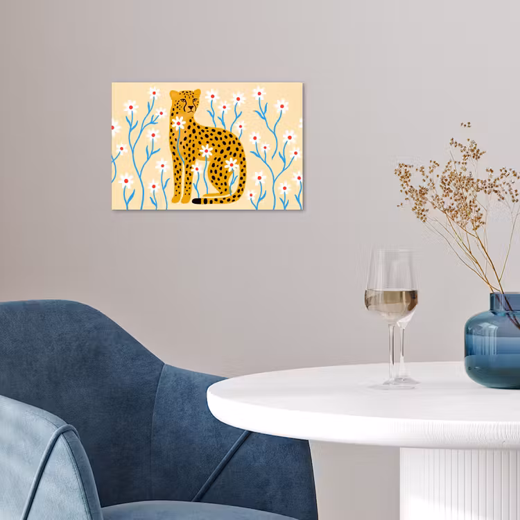 Poster - Dieren - Jachtluipaard - Bloemen - Modern - Geel — 4
