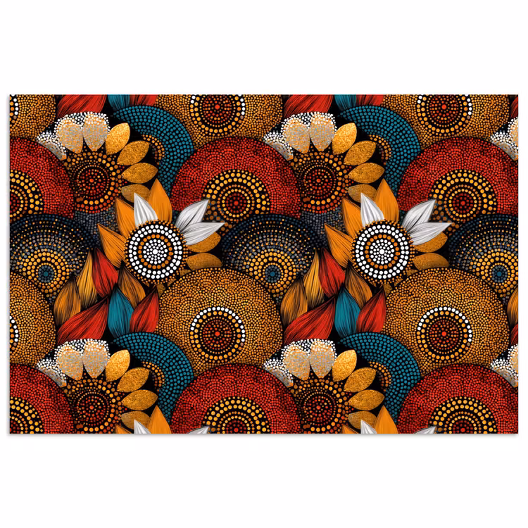 Poster - Kleurrijk - Aboriginal - Dot Painting - Botanisch - Patroon — 1