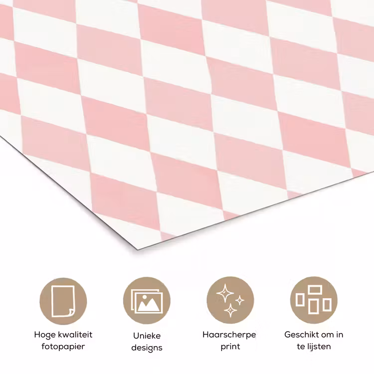 Poster - Lichtroze - Ruiten - Geometrisch - Patroon — 5