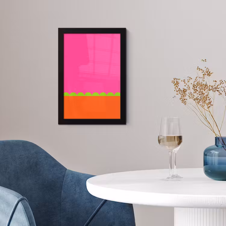 Poster met lijst - Abstract - Geometrisch - Kleurblokken - Roze - Oranje — 2