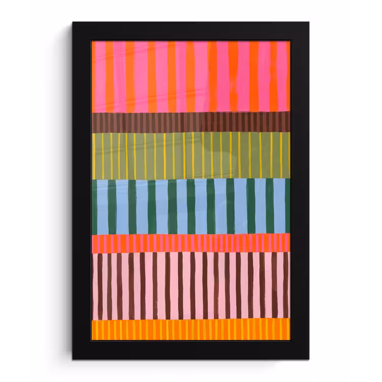 Poster met lijst - Abstract - Strepen - Modern - Kleurrijk - Kunst — 1