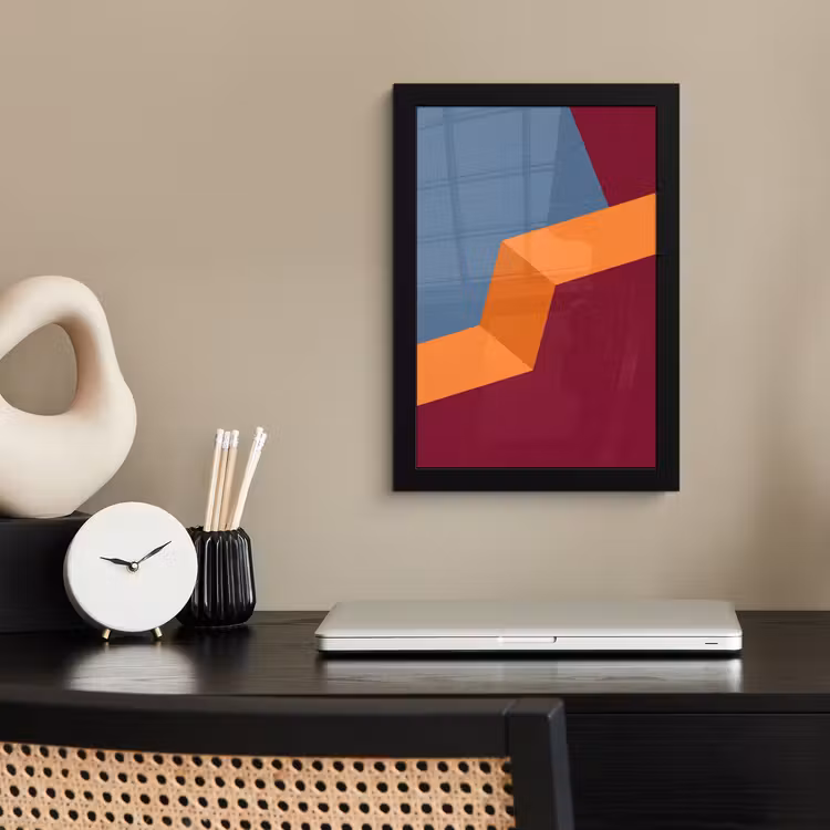 Poster met lijst - Abstract - Vormen - Modern - Blauw - Oranje — 3