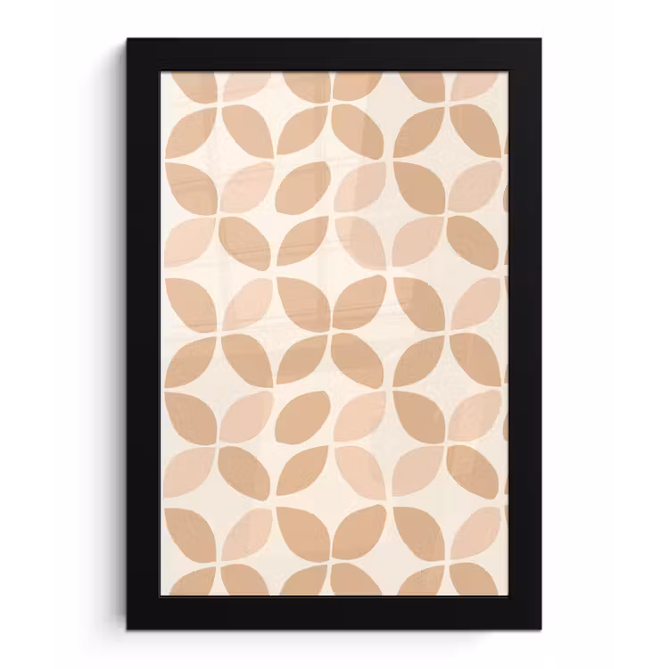 Poster met lijst - Beige - Bladeren - Minimalistisch - Patroon — 1